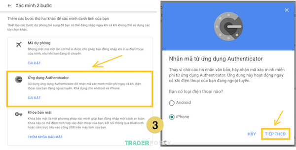 Nhận mã ứng dụng Authenticator