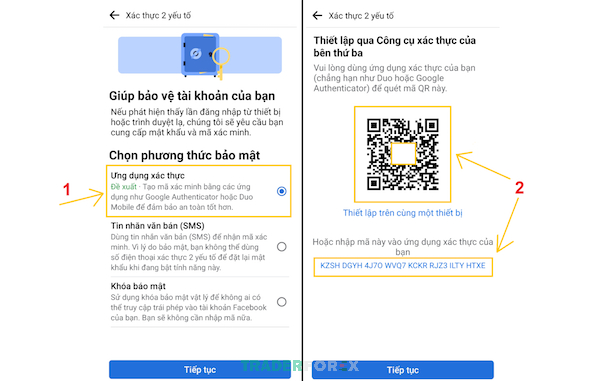 Mã QR hoặc mã ký tự được cung cấp từ FB