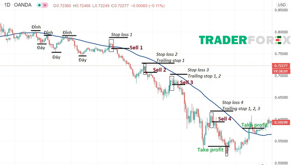 Sử dụng đa lệnh kết hợp trailing stop trong bearish market