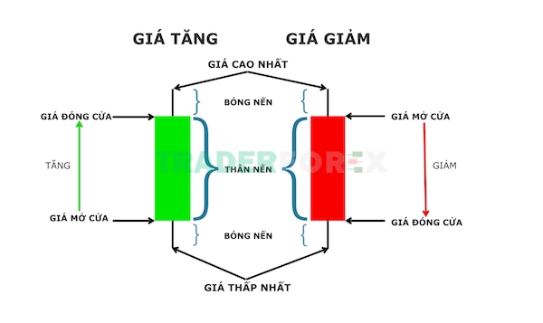 Những phạm vi của hành động giá trong biểu đồ hình nến