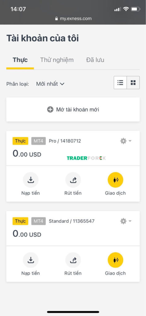 Vào mục tài khoản