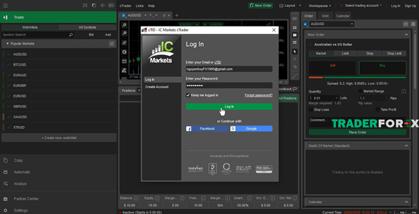 Sử dụng nền tảng giao dịch cTrader