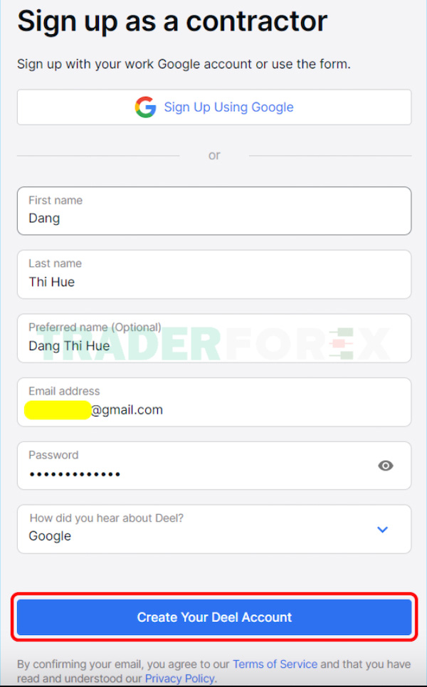 deel-la-gi-11 Điền các thông tin mà hệ thống hiển thị trên màn hình