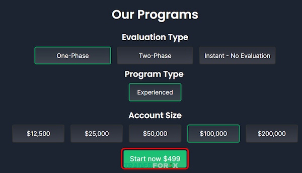 funded-trading-plus-10 Chọn mục Start now để bắt đầu