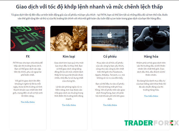 fxtm-6 Sản phẩm giao dịch tại sàn ForexTime