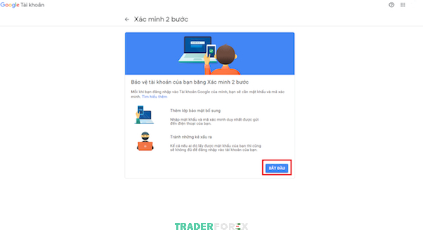 Nhấn bắt đầu để tiếp tục xác minh
