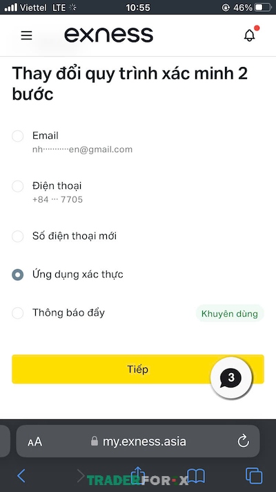 Lựa chọn loại bảo mật ứng dụng Authenciator