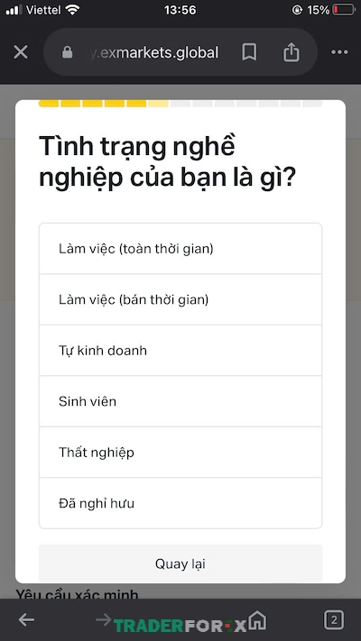 Chọn mục đúng với trạng thái hiện tại của người dùng