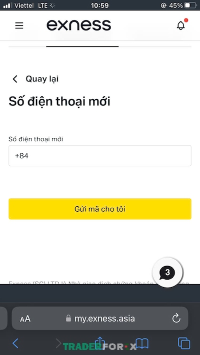 Nhấp số điện thoại mới của người dùng