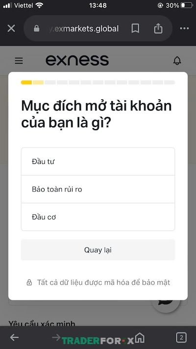 Lựa chọn câu trả lời thích hợp nhất về mục đích mở tài khoản