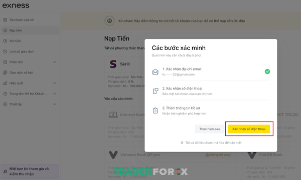 Hệ thống sẽ yêu cầu khách hàng cần xác minh số điện thoại