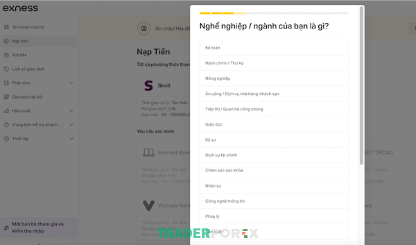 Nghề nghiệp hiện tại của khách hàng là gì?