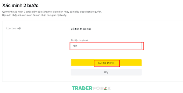 Nhập đúng số điện thoại mới mà bạn muốn bảo mật tài khoản