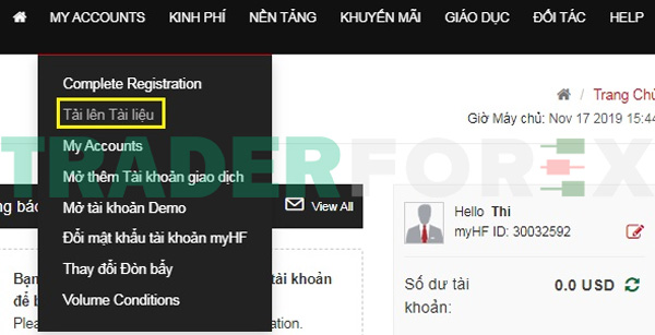 huong-dan-mo-tai-khoan-hotforex-13 Chọn mục Tải Tài Liệu Lên