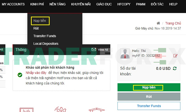 huong-dan-mo-tai-khoan-hotforex-20 Nhấn chọn vào mục Nạp Tiền