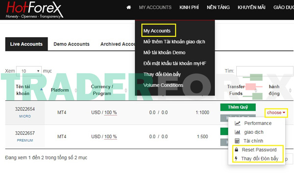huong-dan-mo-tai-khoan-hotforex-24 Nhấn chọn vào mục My Accounts