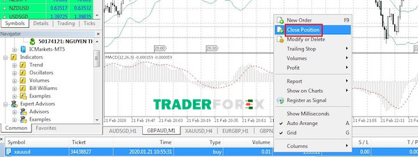 huong-dan-su-dung-metatrader-5-18 Chọn Close Position để đóng lệnh đang chạy