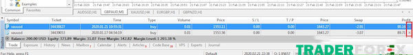 huong-dan-su-dung-metatrader-5-3 Bấm “x” để đóng lệnh đang chạy