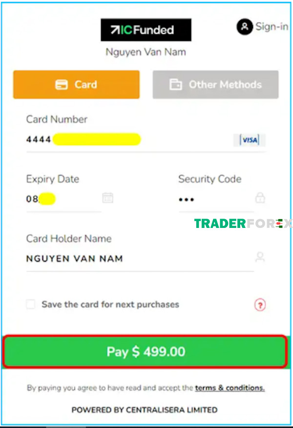 Điền thông tin và nhấp vào mục “Pay$…” để hoàn thành thanh toán