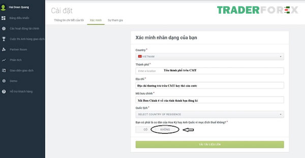 mo-tai-khoan-forex4you-1 Điền các thông tin cần xác minh