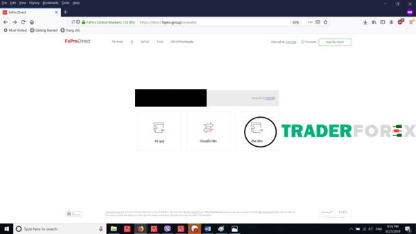 Cách rút tiền từ tài khoản Fxpro