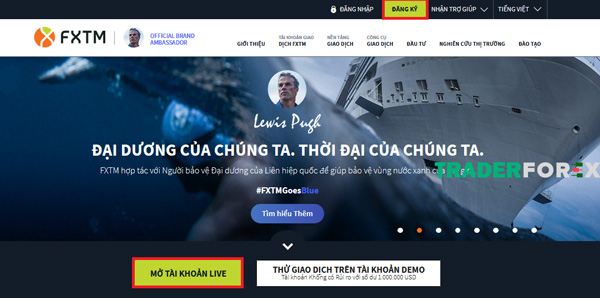 mo-tai-khoan-fxtm-17 Chọn “Đăng ký” hoặc “Mở tài khoản live” tại trang chủ
