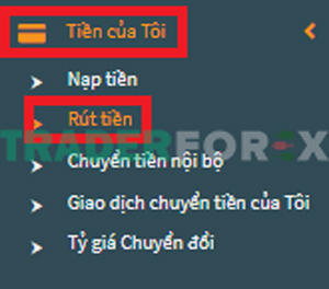 mo-tai-khoan-fxtm-20 Vào “Tiền của tôi” bấm chọn “Rút tiền”