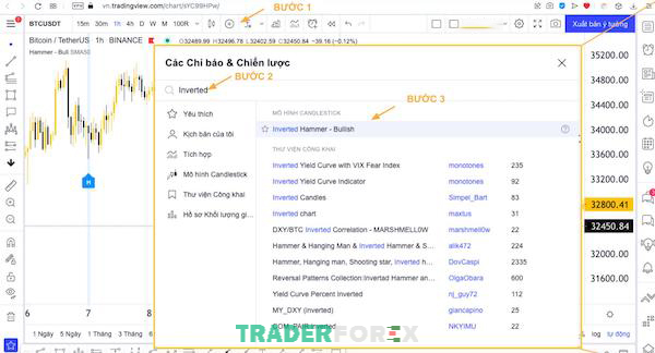 Nhập dòng chữ “Inverted” vào thanh tìm kiếm tại nền tảng Tradingview