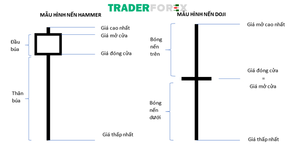 nen-hammer-8 Mô hình nến Hammer với mô hình nến Dragonfly Doji