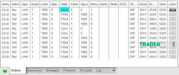ninjatrader-1 Tab Orders liệt kê tất cả các lệnh đã giao dịch gần đây với đầy đủ thông tin, giúp nhà đầu tư quản lý lệnh tốt nhất