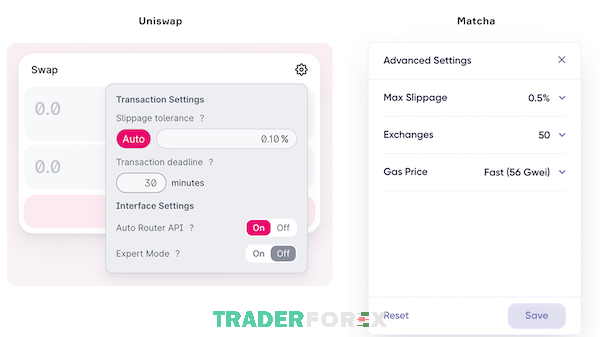 Thường những sàn phi tập trung sẽ cho phép Trader tùy chỉnh mức trượt giá