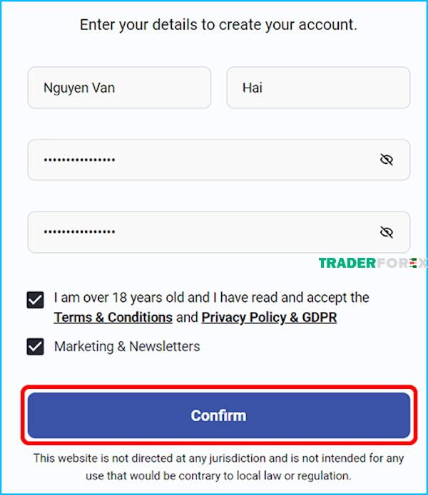 toptier-trader-12 Điền tên đăng nhập và password theo ý thích