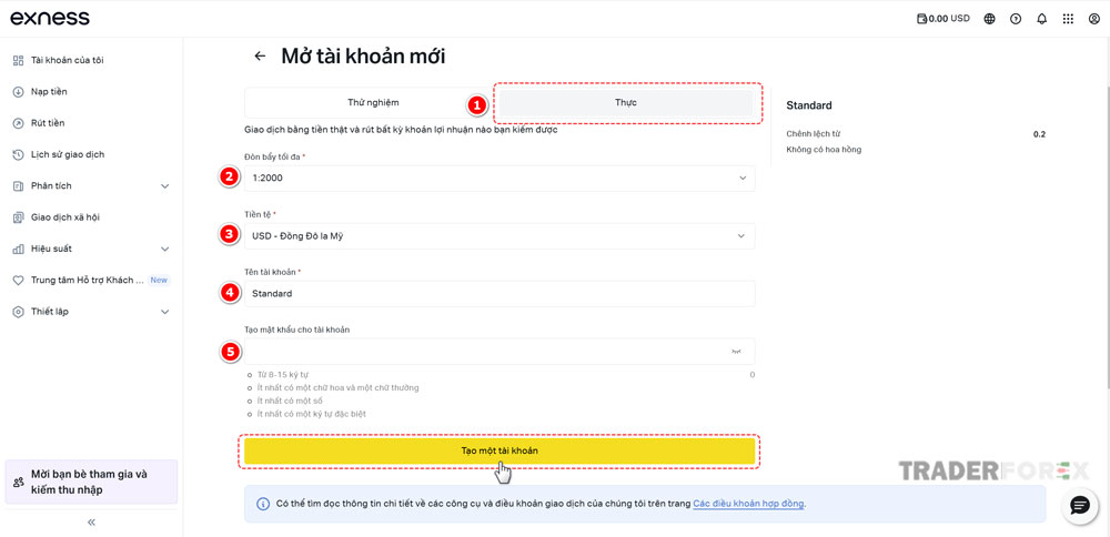 chon-loai-don-bay-va-tien-te-1 Giao diện chính khi nhấp vào trang web Exness