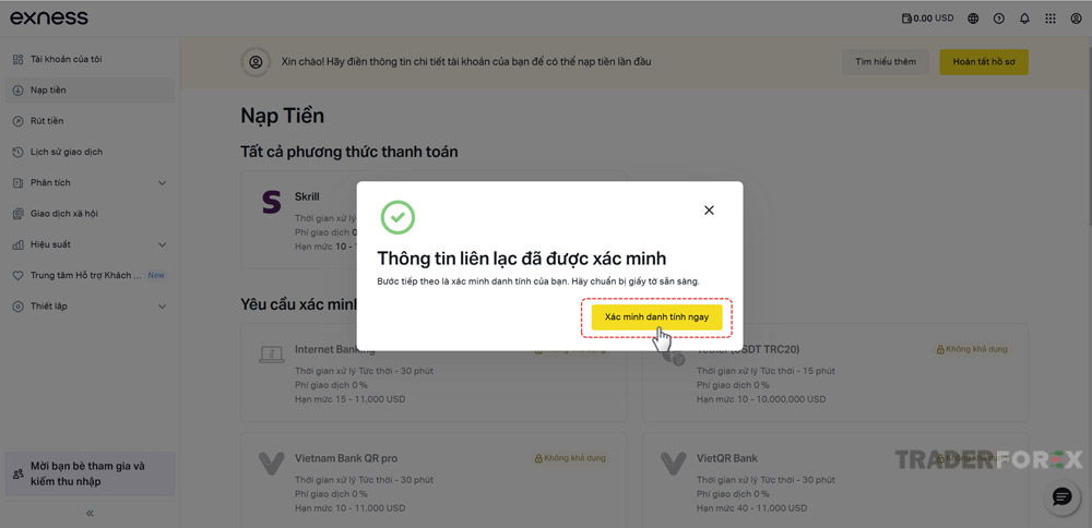 click-xac-minh-kyc-ngay-1 Nhấp vào nút “Xác minh danh tính ngay” để tiến hành KYC
