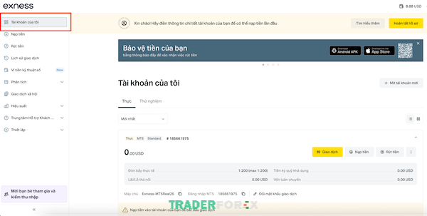 Giao diện tài khoản của tôi cùng với thông tin cơ bản tài khoản của bạn Giao diện tài khoản của tôi cùng với thông tin cơ bản tài khoản của bạn
