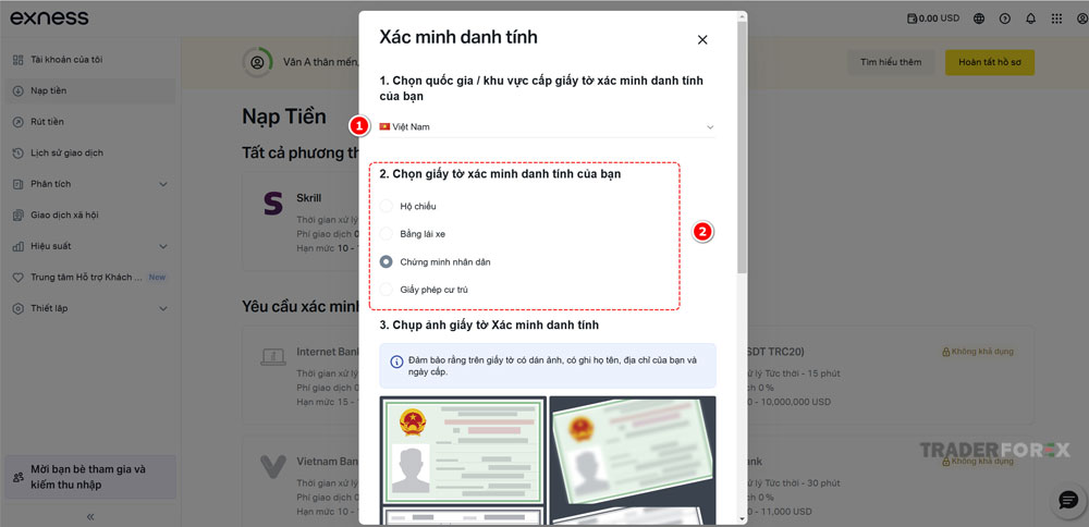 Lưa chọn quốc gia và loại giấy tờ Lưa chọn quốc gia và loại giấy tờ