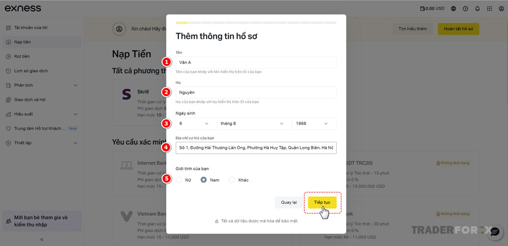 Nhập các thông tin hiển thị trên màn hình Nhập các thông tin hiển thị trên màn hình
