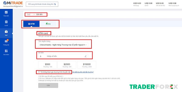 Nạp rút tiền tại Mitrade