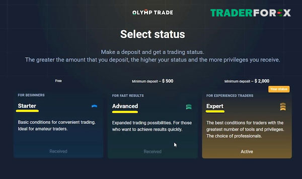 olymp-trade-7 Các loại tài khoản tại sàn Olymp Trade